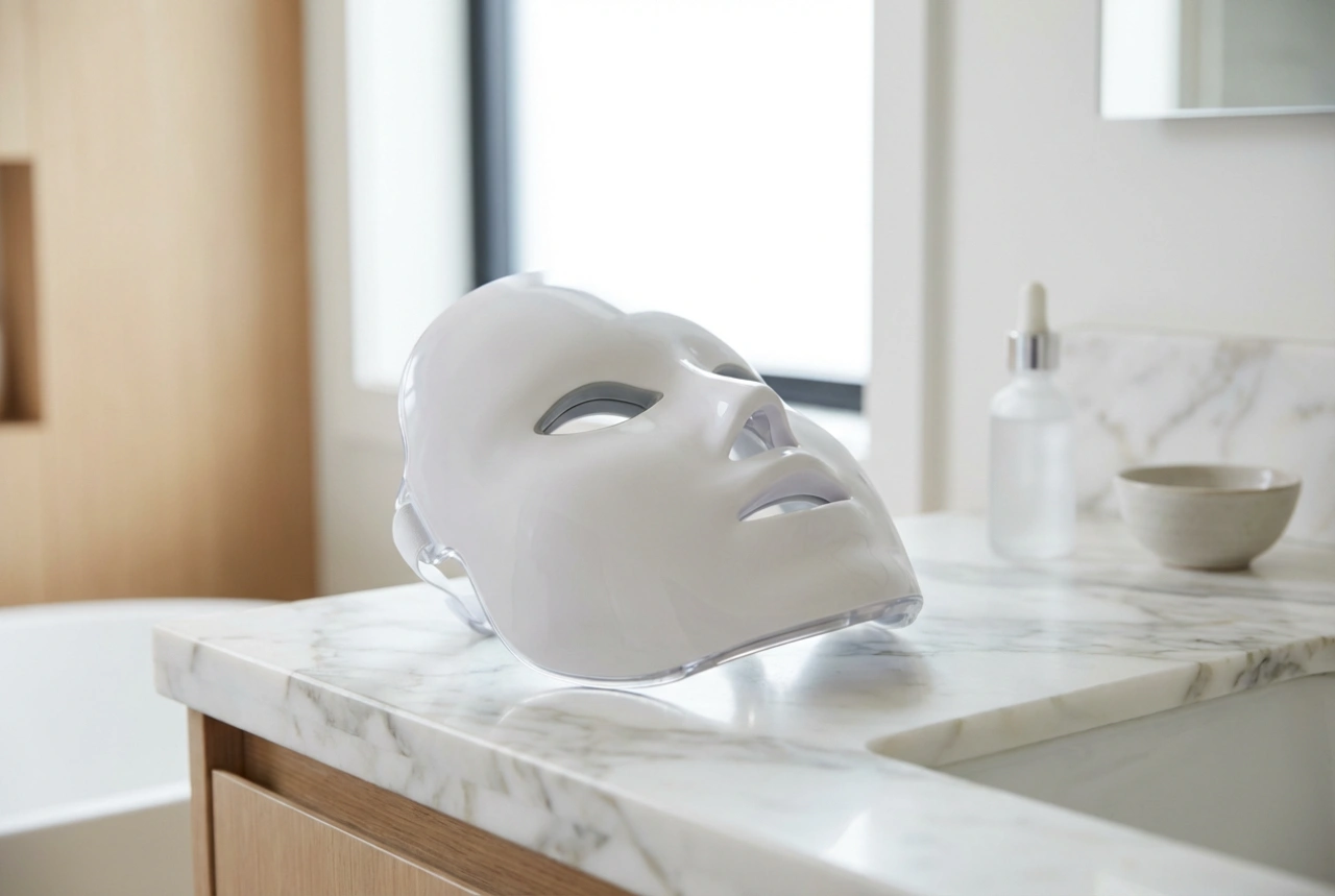 LED-ansiktsmask: säker användning och schema för hemmabehandlingar