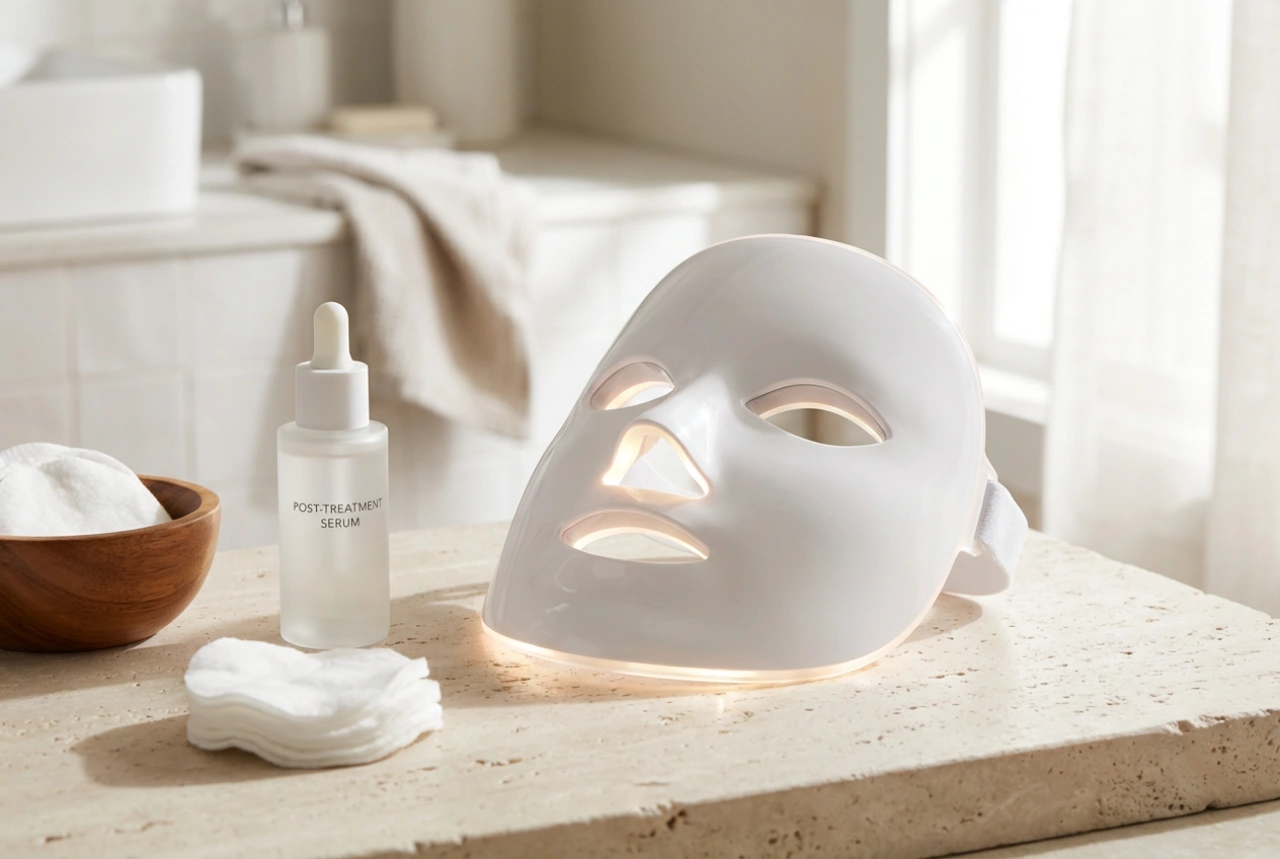LED-mask för ansiktet: tidsinställningar och vård efter användning