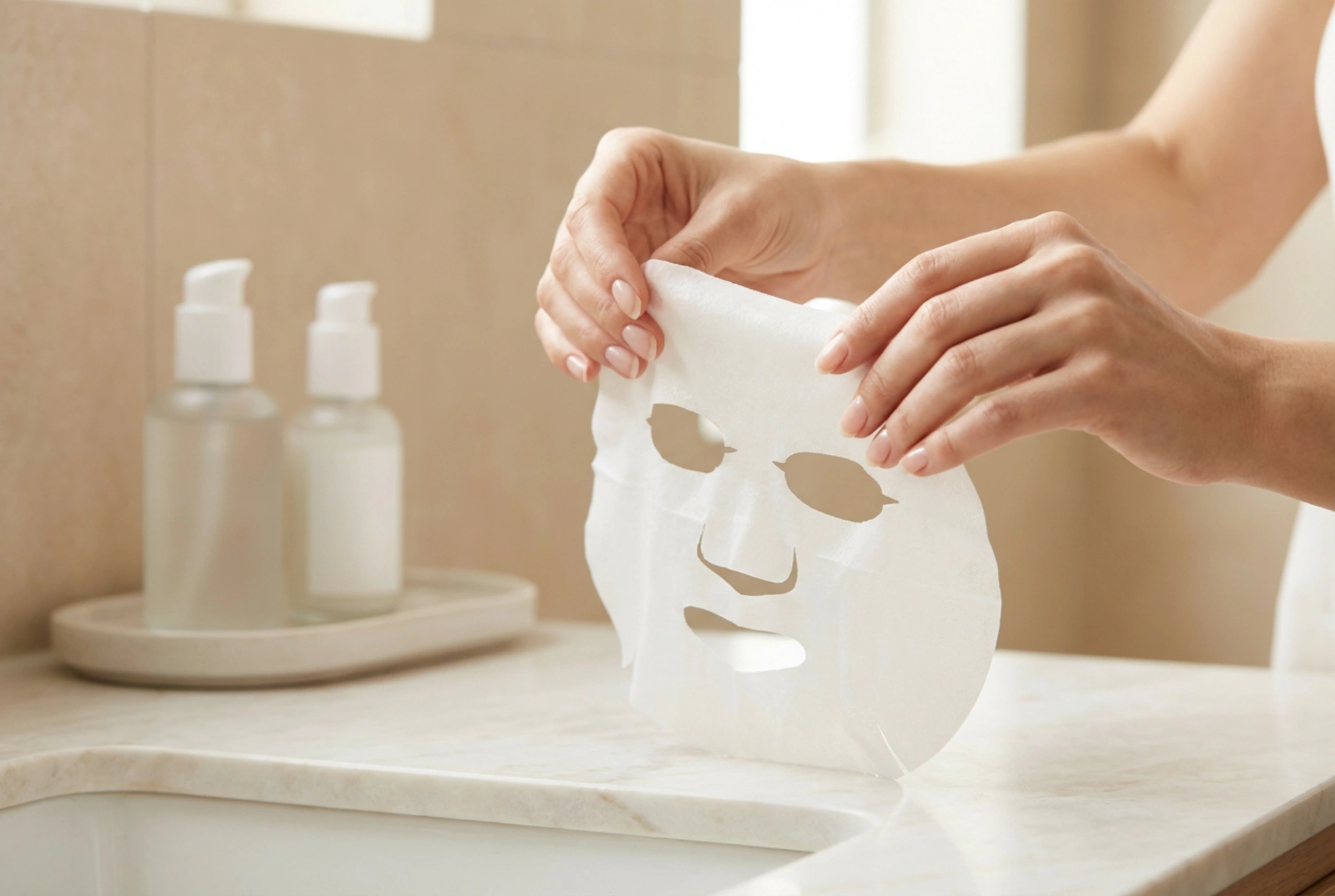 Sheet mask: hudförberedelse, applicering och borttagning