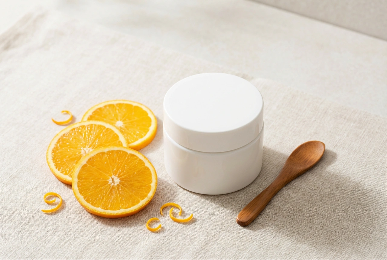 Ansiktsmask med C-vitamin: lyster, ingrediensstabilitet och applicering