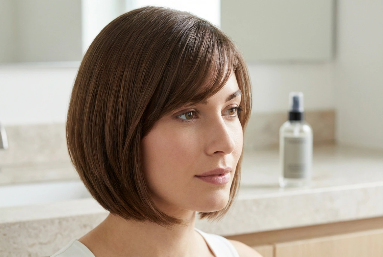 Asymmetrisk bob med sidolugg: styling och fixering