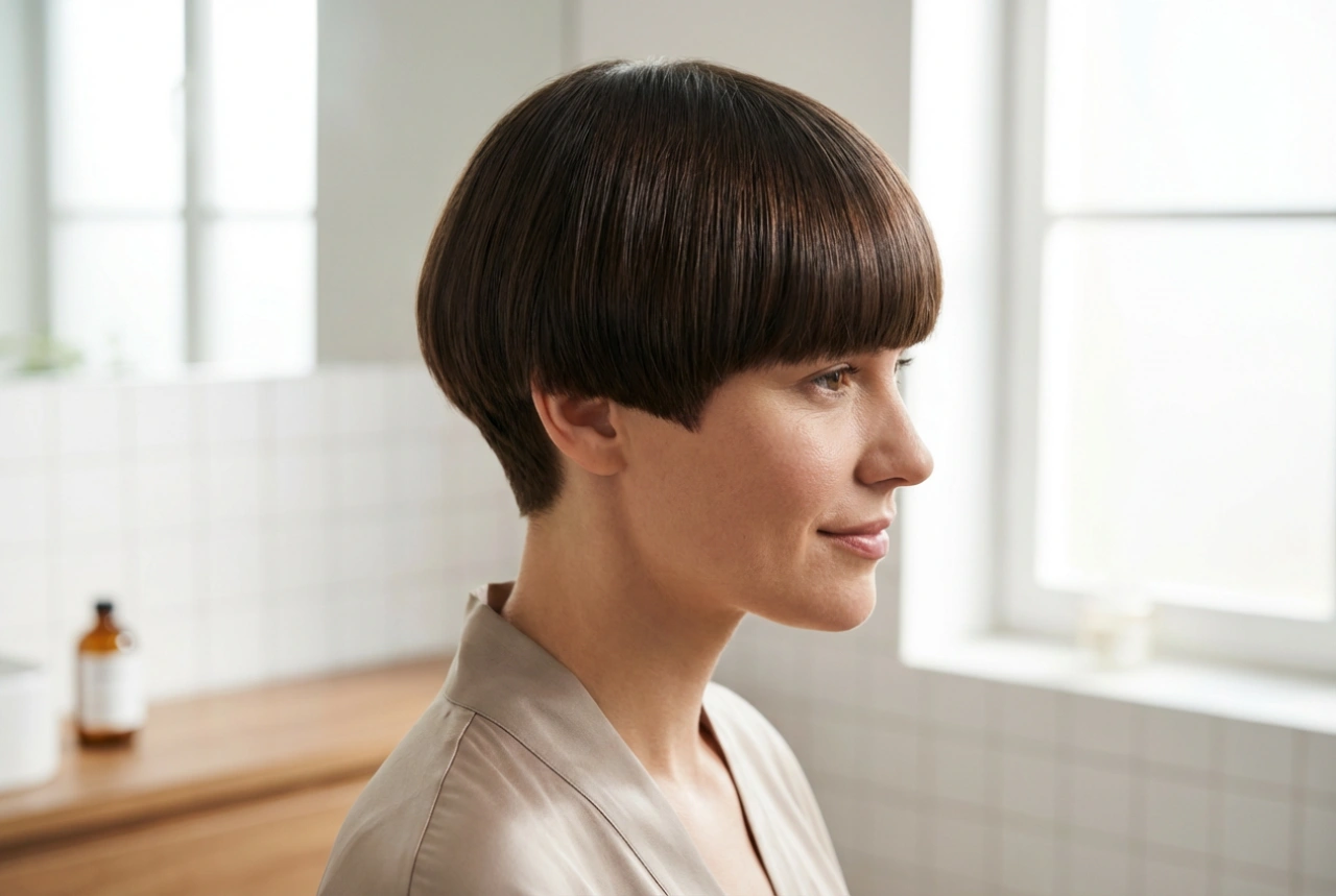 Bowl cut för kvinnor: Slät styling och volymkontroll