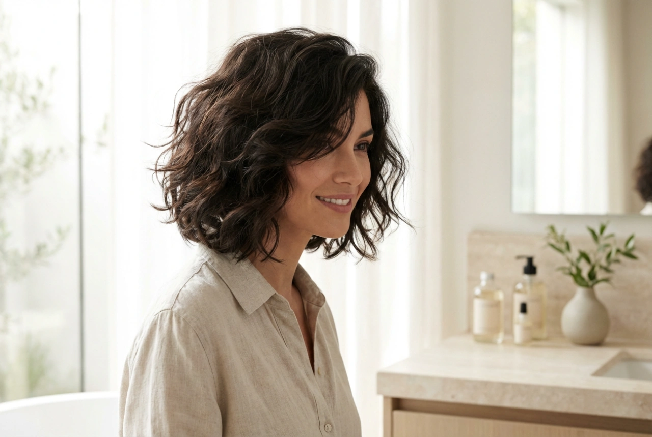 Öronlång frisyr för damer: Volym, textur och snabb stadga