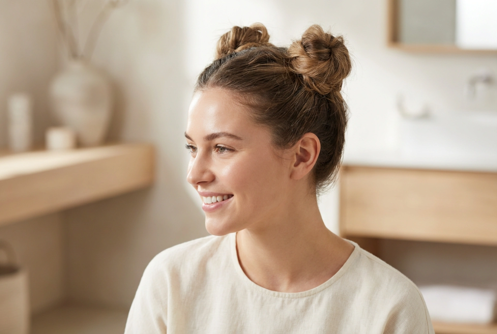 Glada dubbla knutar: En lekfull frisyr för både kort och långt hår