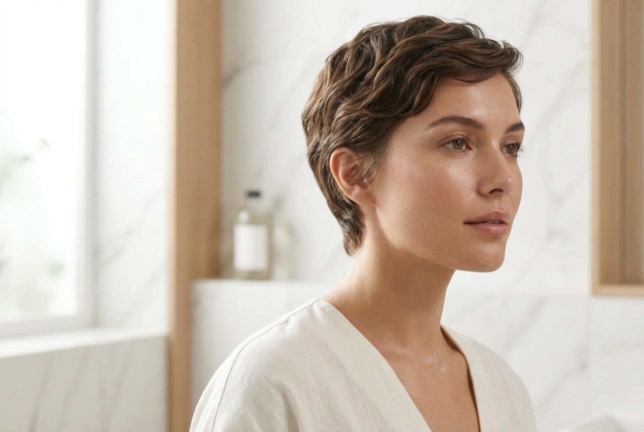 Kort frisyr för kvinnor för vardagsbruk: textur, släthet och stadga