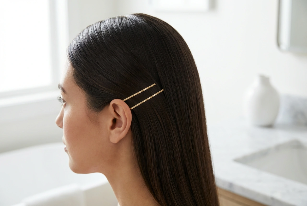 Damfrisyr bakom örat: elegant styling med hårnålar och gel