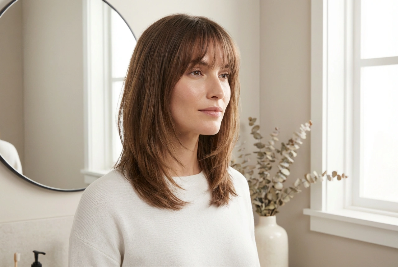 Smala drag och hög panna: frisyrer för ett avlångt ansikte med hög panna