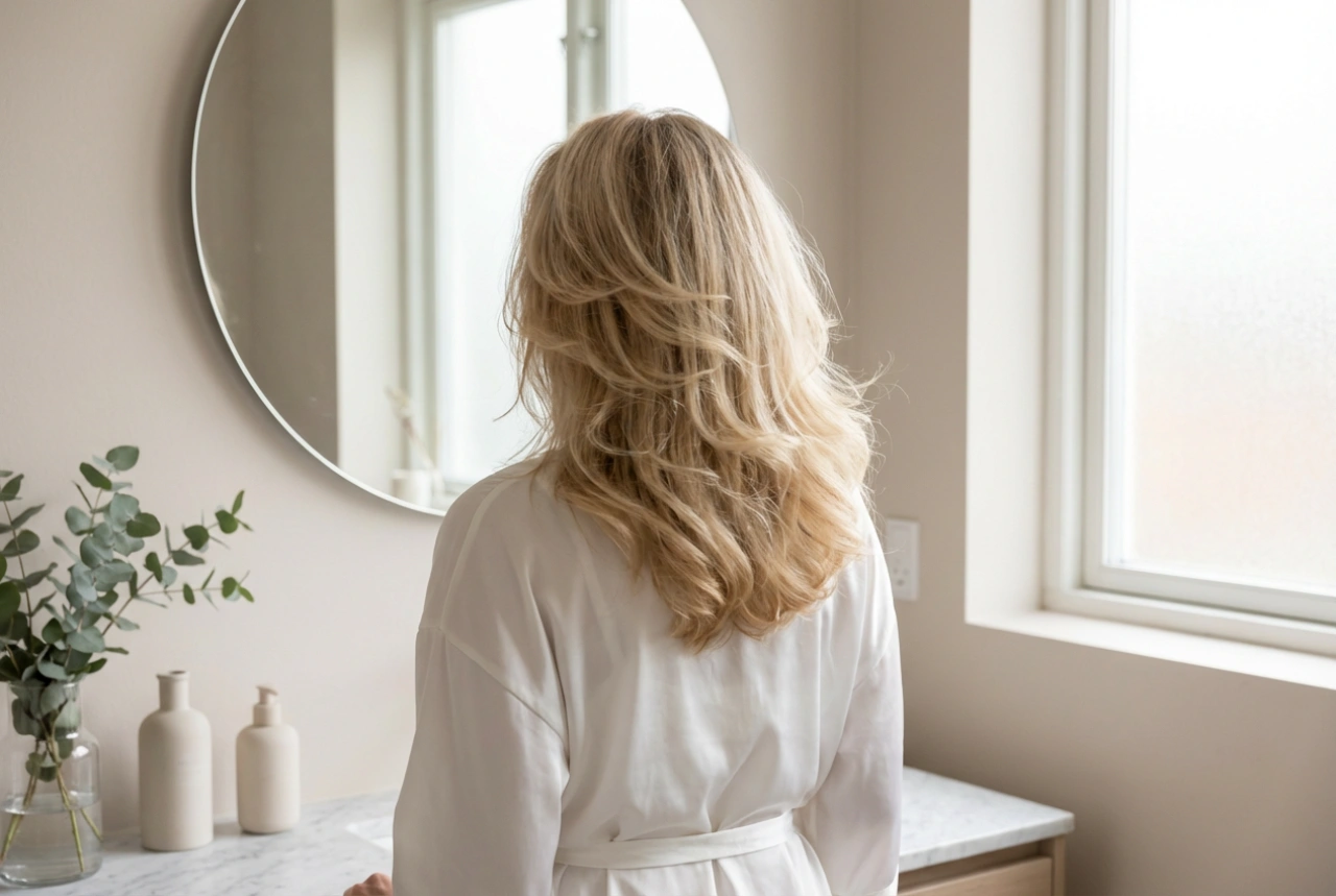 Lagerklippt medellångt hår: frisyrer för volym och lätthet