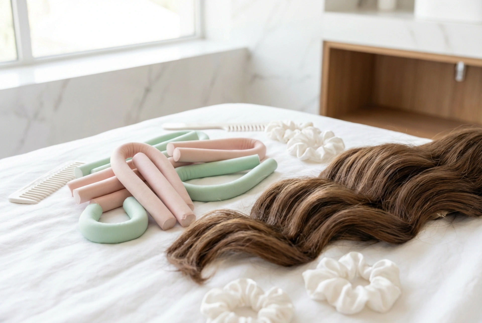 Tjocka hårrullar: volym och stora vågor utan värme