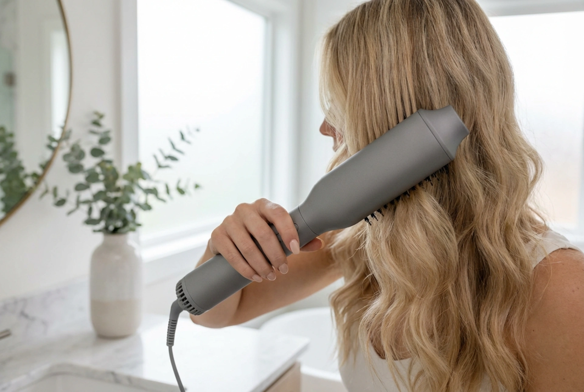 Roterande varmluftsborste: volym och styling i ett verktyg