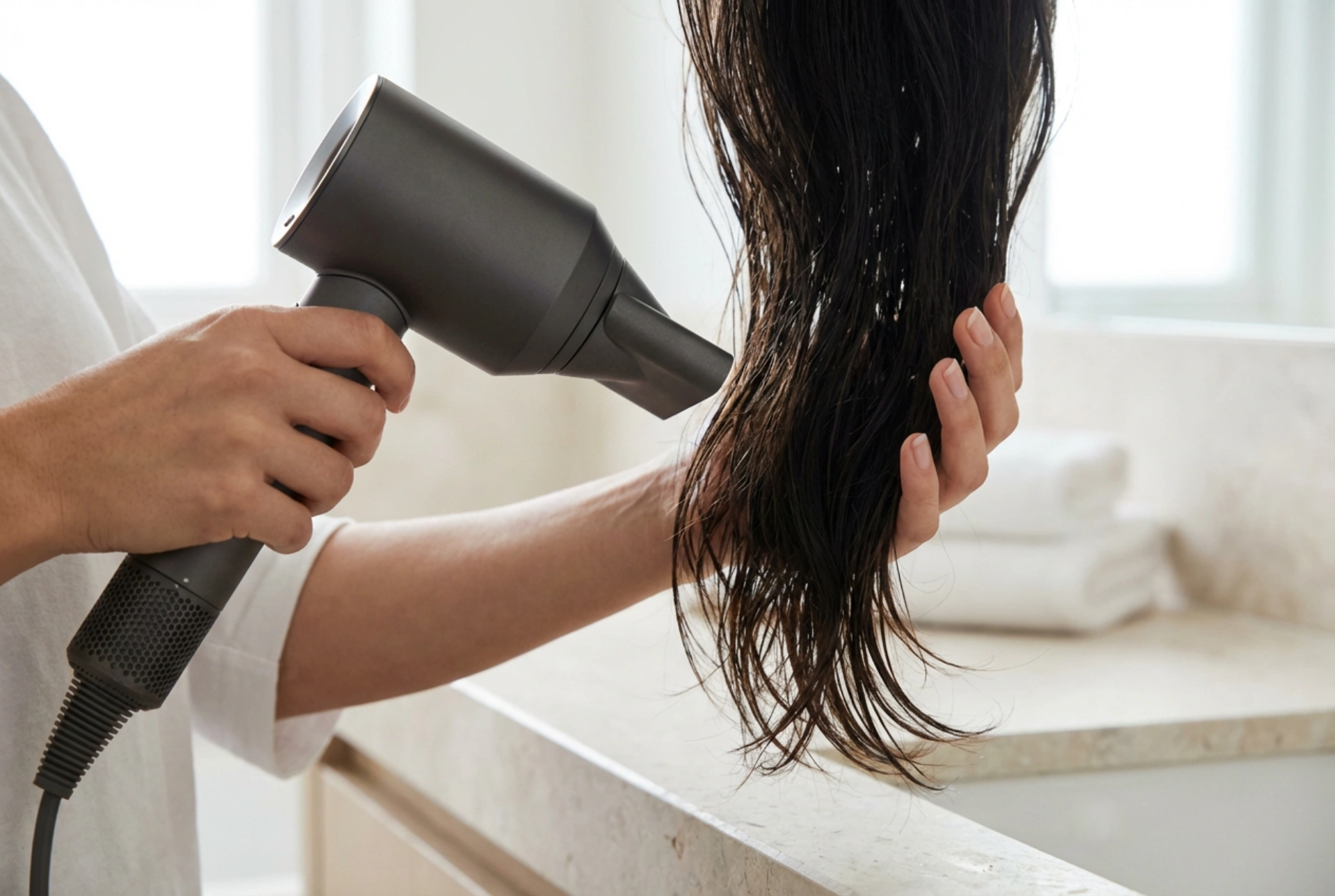 Professionell hårfön hemma: effekt, munstycke och teknik för torkning utan överhettning