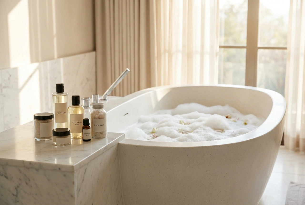 Badgel: Hur du skapar skum, doserar och kombinerar med oljor i badkaret