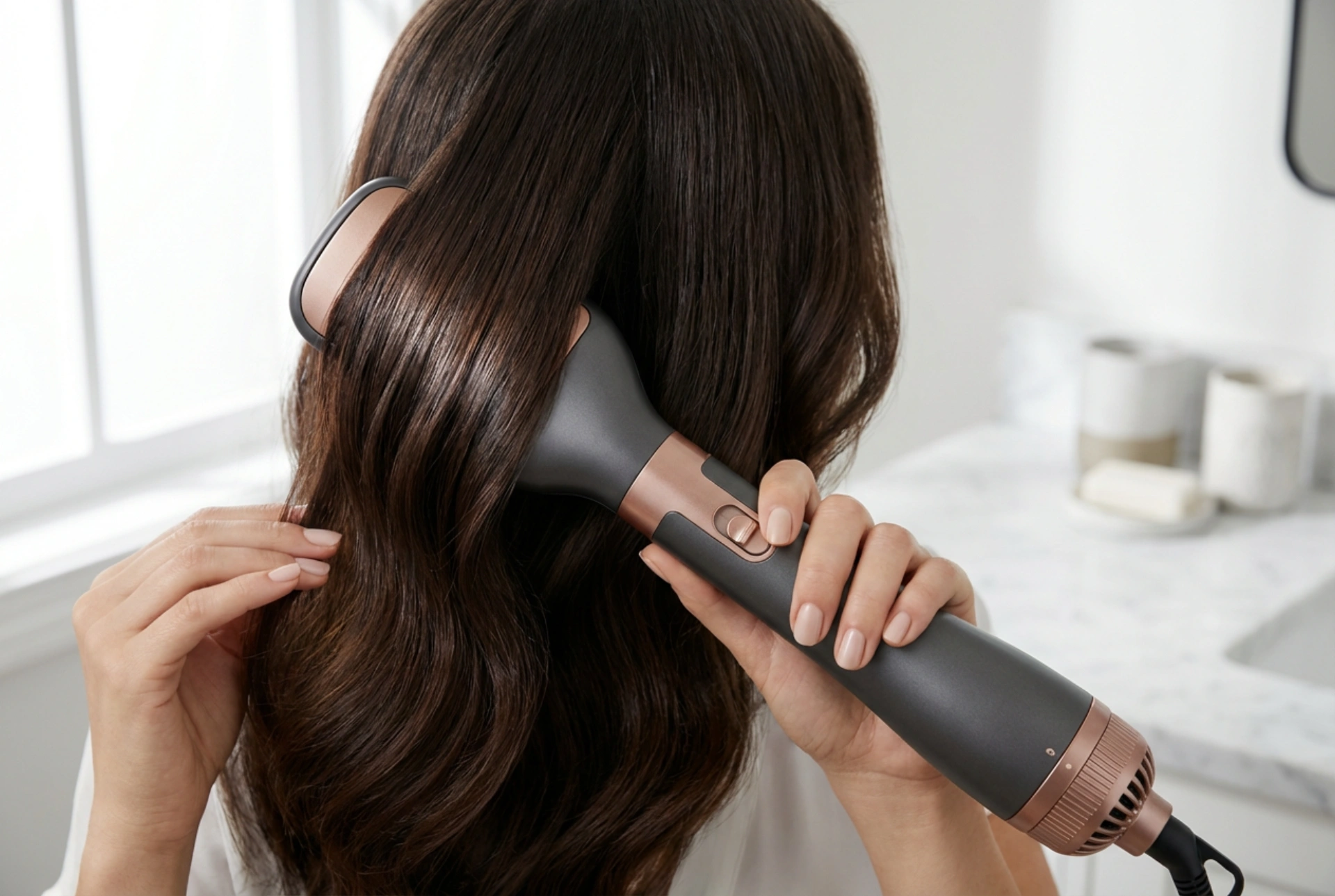 Varmluftsborste: styling under torkning och kontroll över hårsektioner