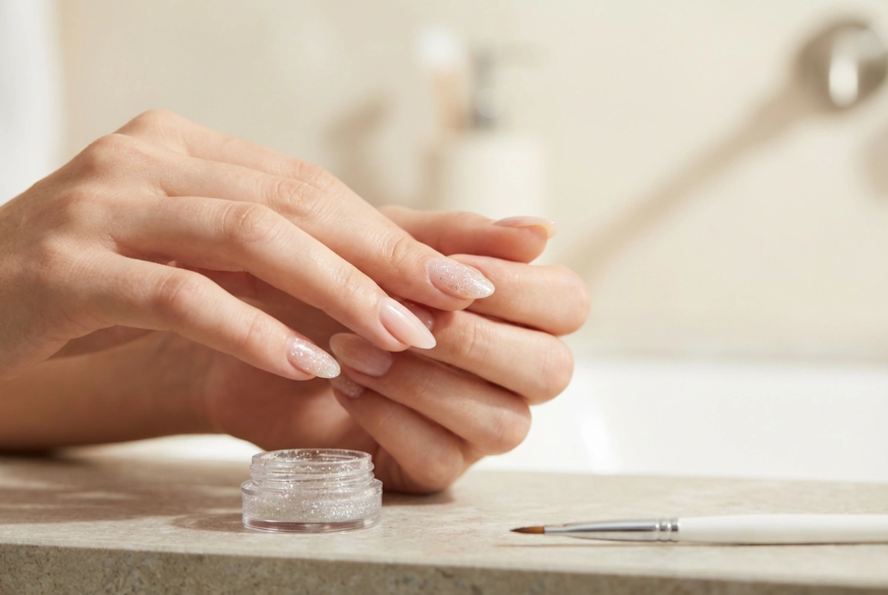 Glittergel för naglar utan ränder: applicering, härdning, borttagning