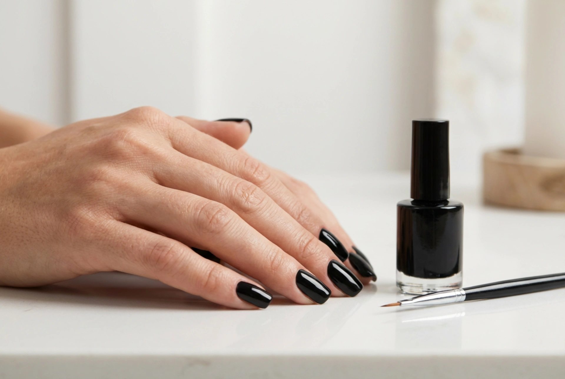 Svarta hybridnaglar: utan att översvämma nagelbanden, förberedelse och applicering