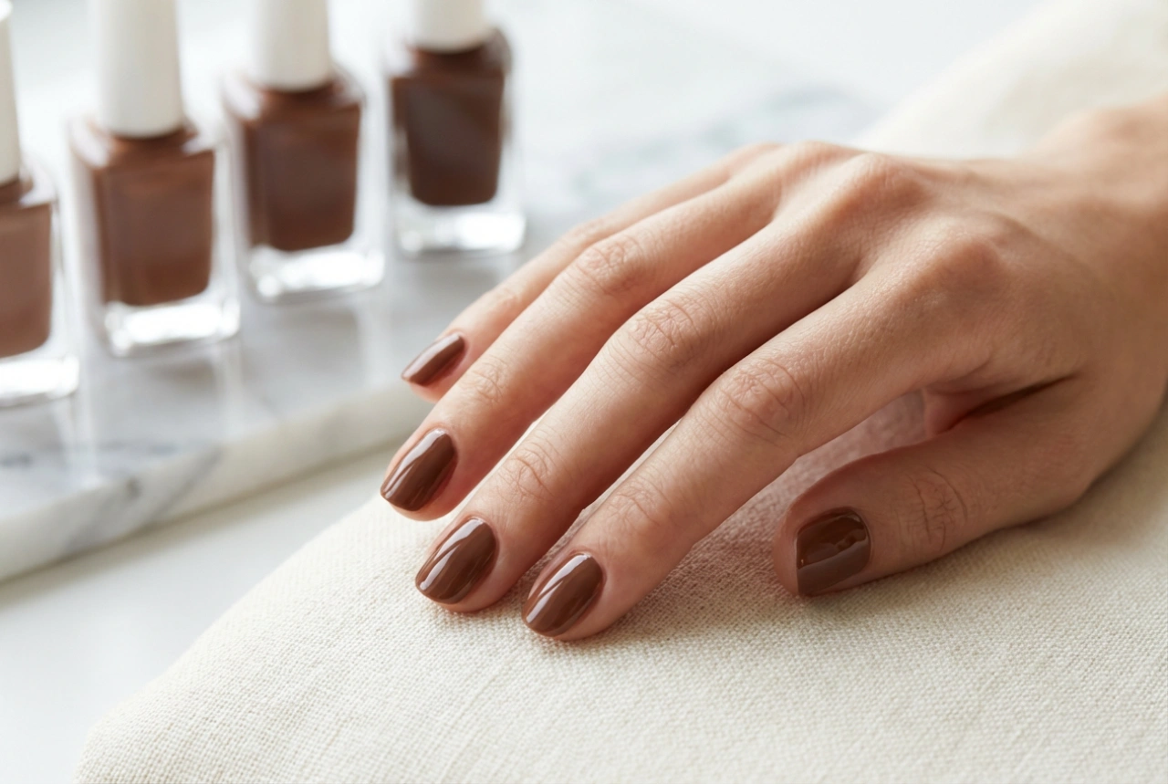 Brunt nagellack: att välja rätt nyans och måla utan att spilla på nagelbanden