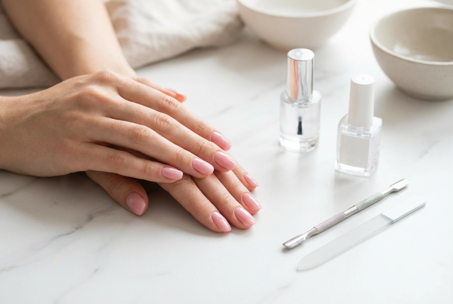 Hybridmanikyr steg för steg: från nagelband till topplack
