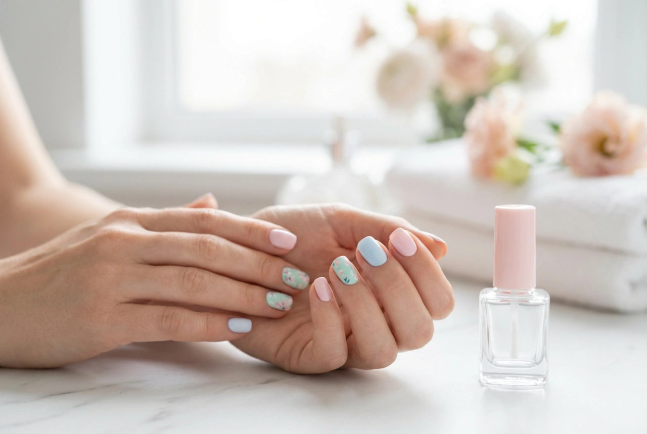 Vårnaglar för korta naglar: enkla motiv och tekniker steg för steg