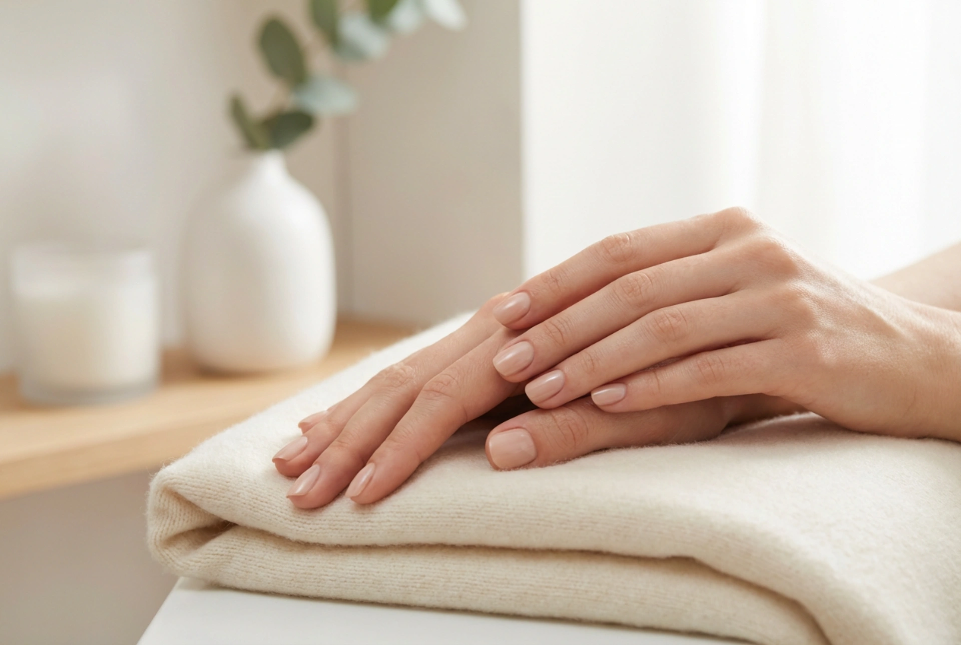 Nude naglar utan maskeffekt: neutrala toner och lätt applicering