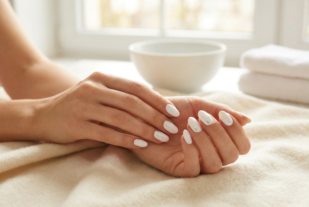 Juliga vita naglar: Förberedelse av nagelplattan, mönster och skydd