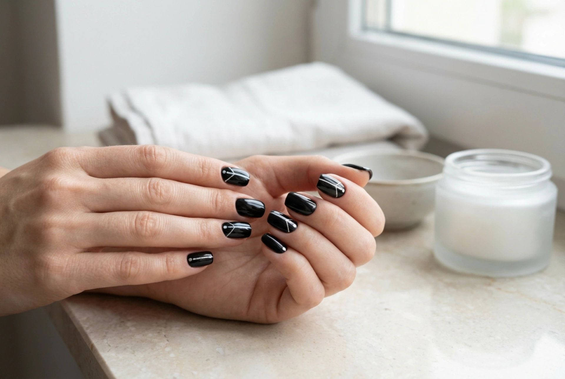 Svarta naglar med silver steg för steg: dekorationer och finish