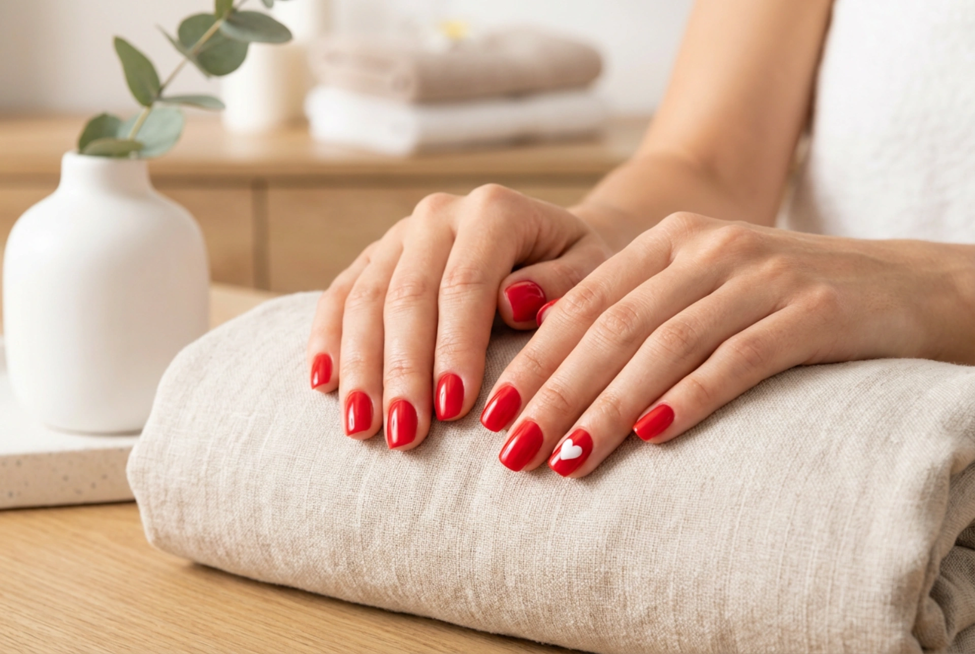 Röda naglar med hjärta: Alla hjärtans dag-manikyr steg för steg