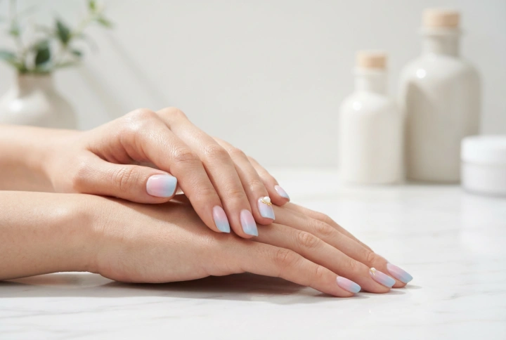 Pastellnaglar i blått och rosa: Ombre, gradient och dekorationer