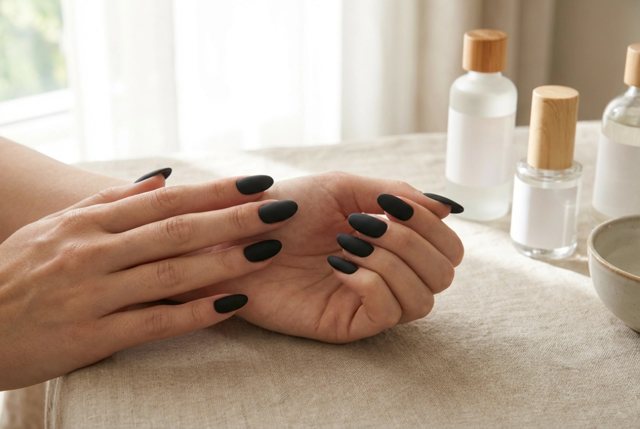 Mattsvarta naglar: hur man får en perfekt matt finish utan ränder
