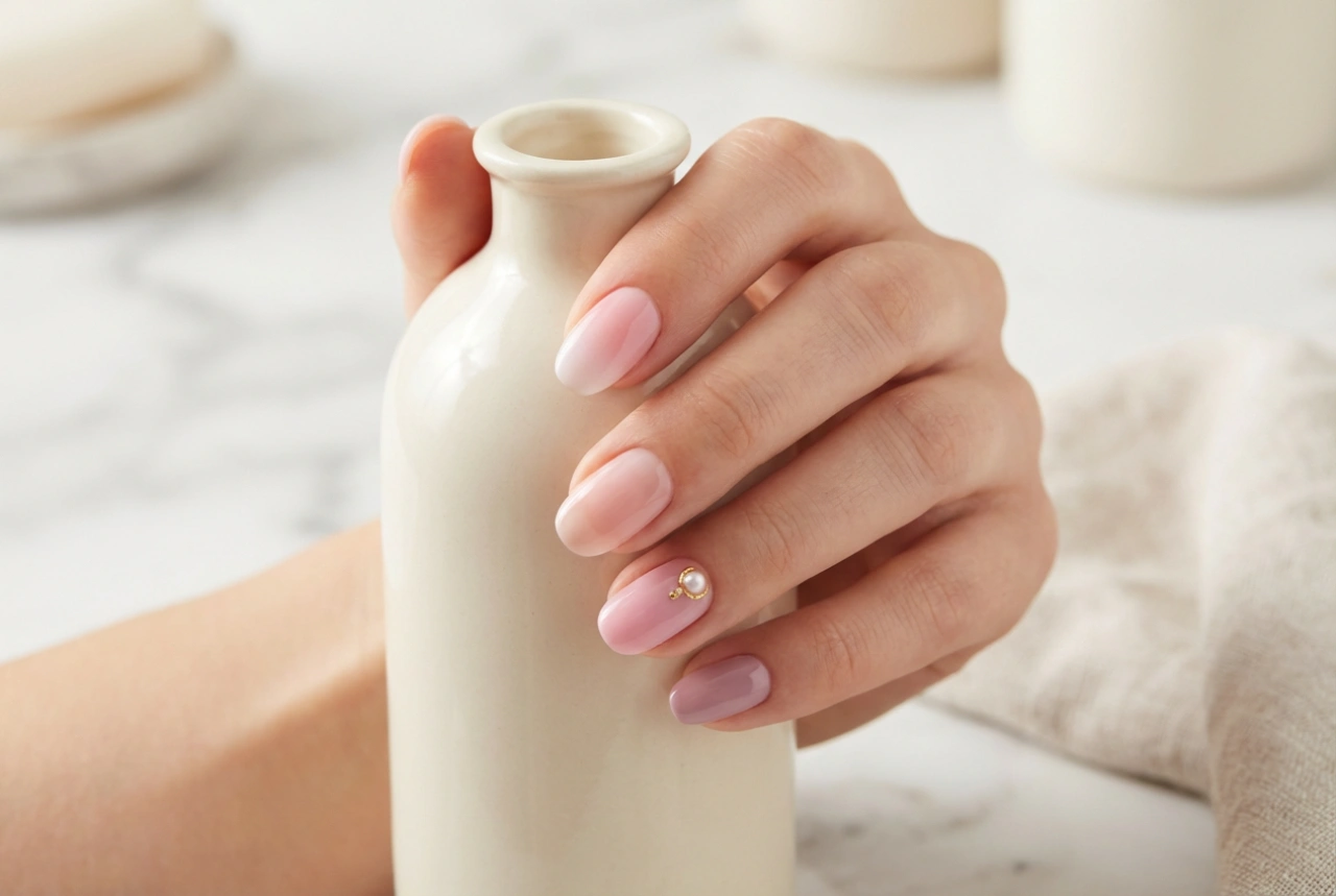 Rosa hybridnaglar: nyanser, baby boomer och en subtil accent