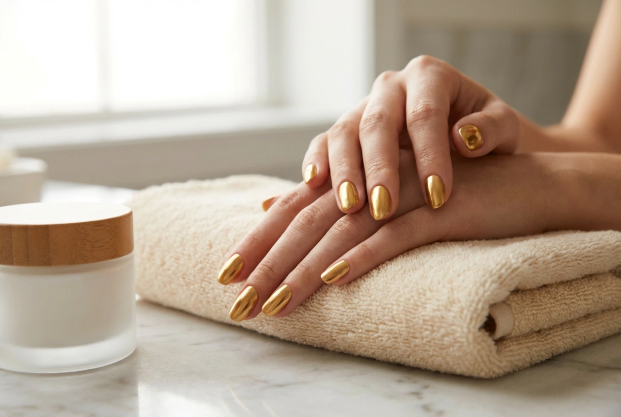 Festliga guldnaglar: hur man uppnår en jämn glans och hållbarhet