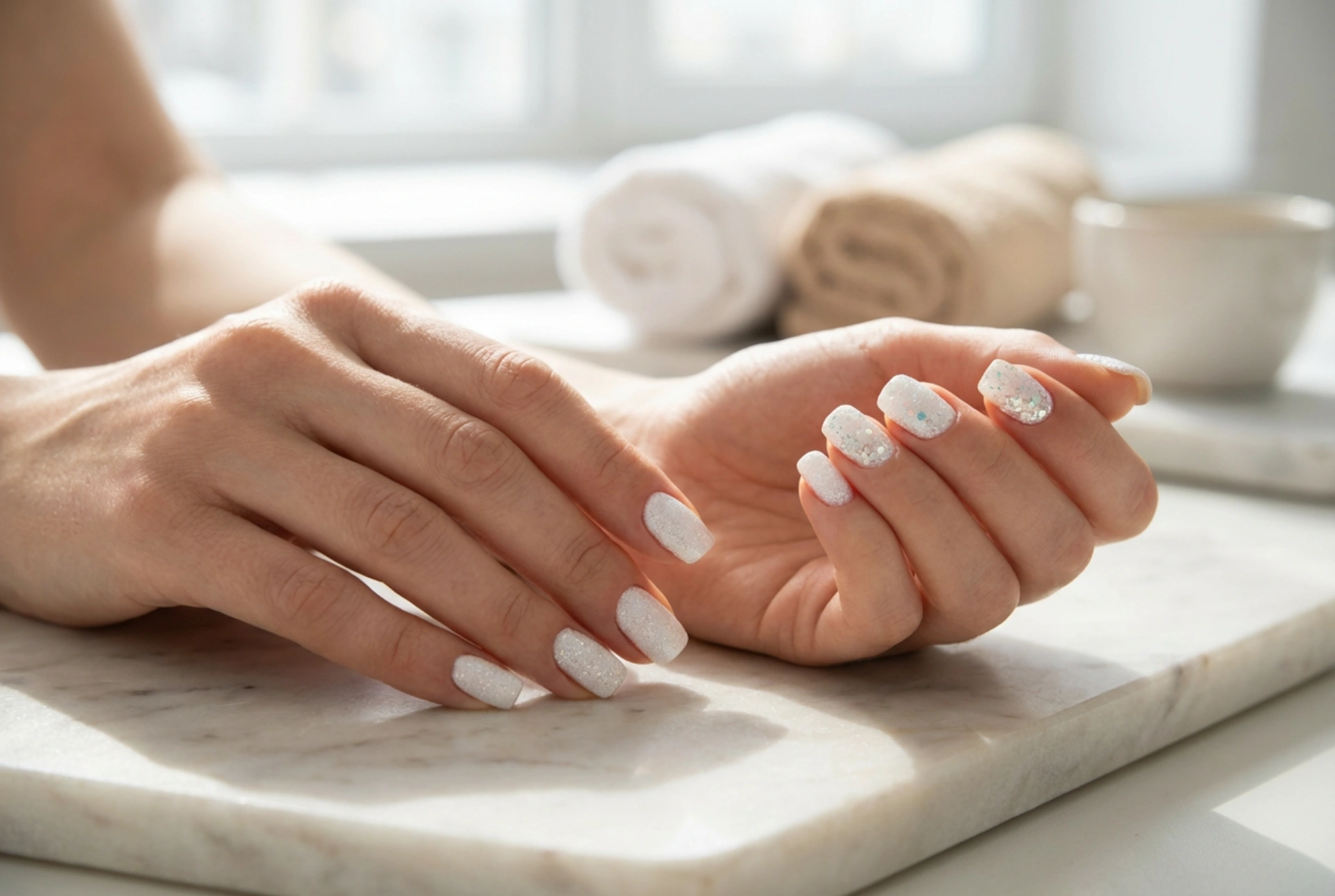 Vita glitternaglar: Från fint skimmer till uttrycksfullt glitter