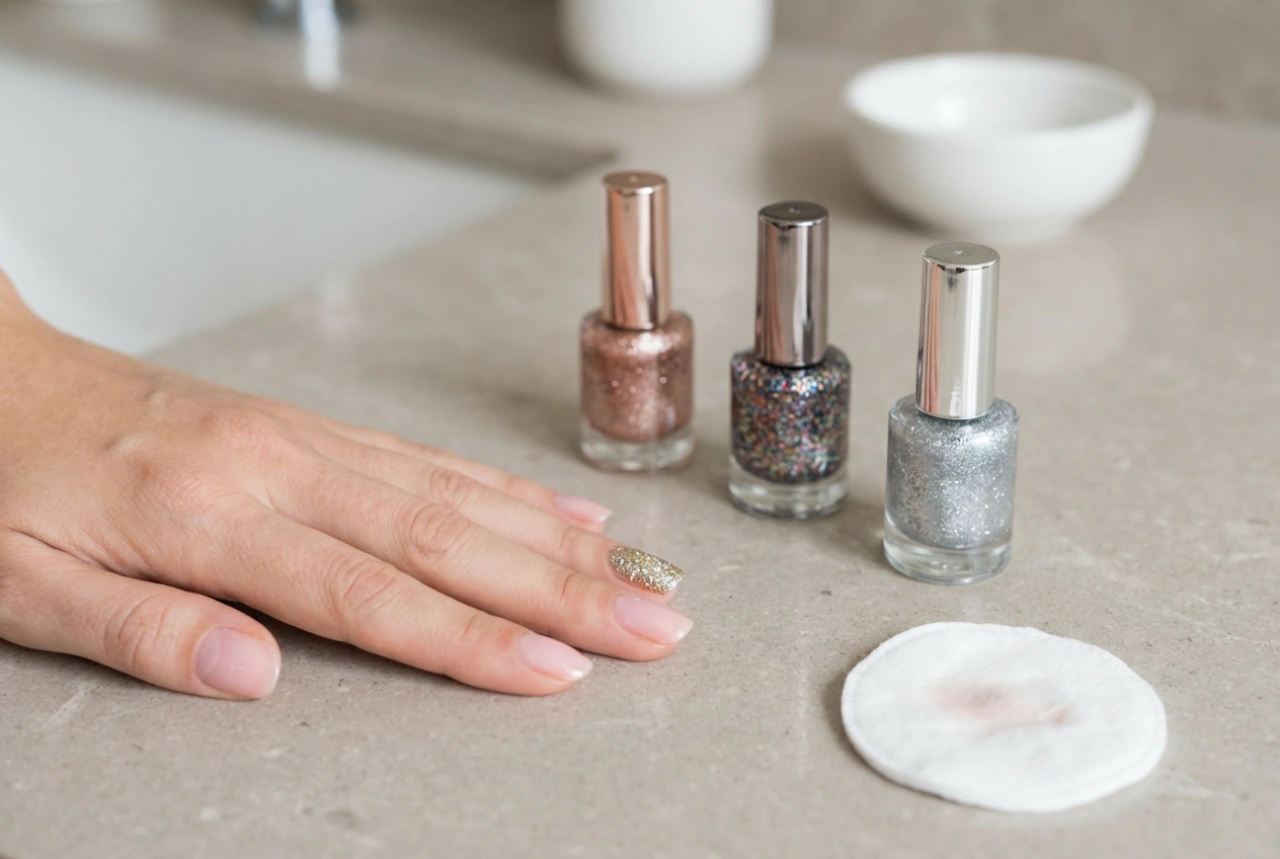 Glitterlack: jämn täckning, lager-på-lager och borttagning