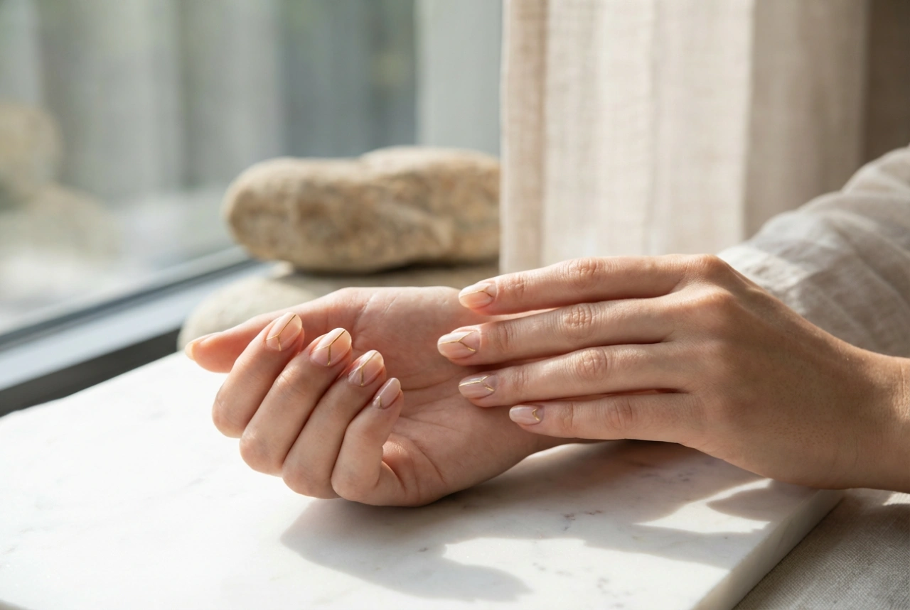 Minimalistiska naglar: rena linjer, negative space och elegant glans