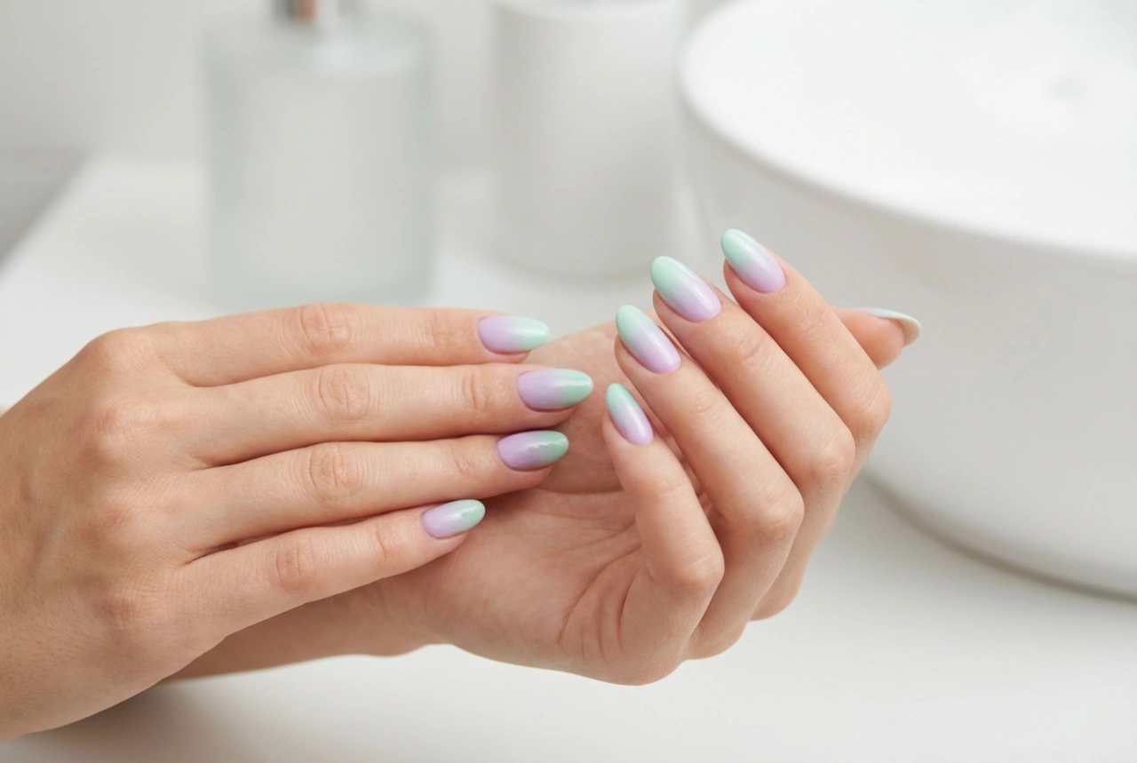 Pastellombre på naglar: teknik, misstag och korrigeringar