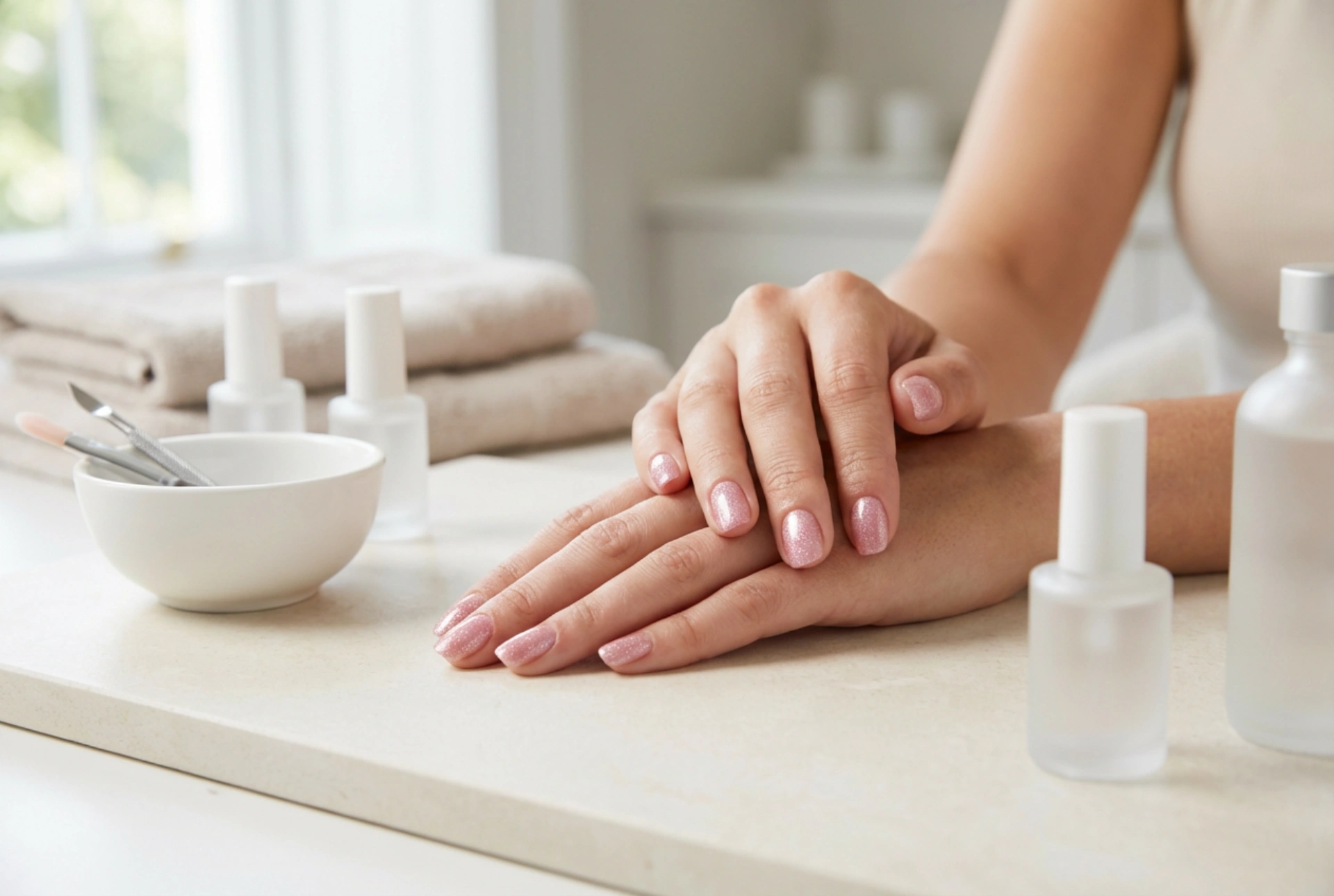 Rosa glitternaglar: Tre enkla appliceringstekniker