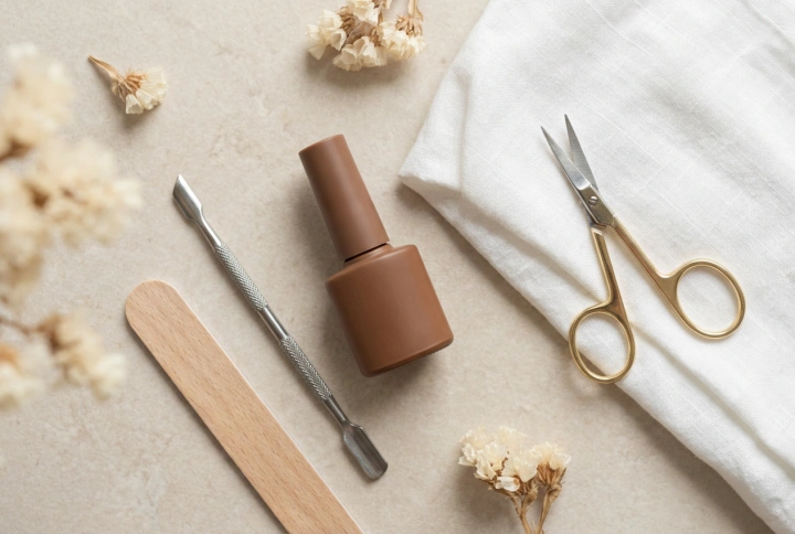 Elegant manikyr med brunt gellack: förberedelse och applicering