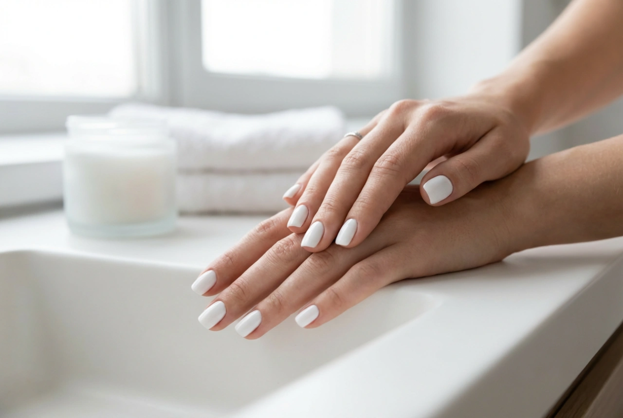 Vitt hybridnagellack utan ränder: tips för full täckning och rena linjer
