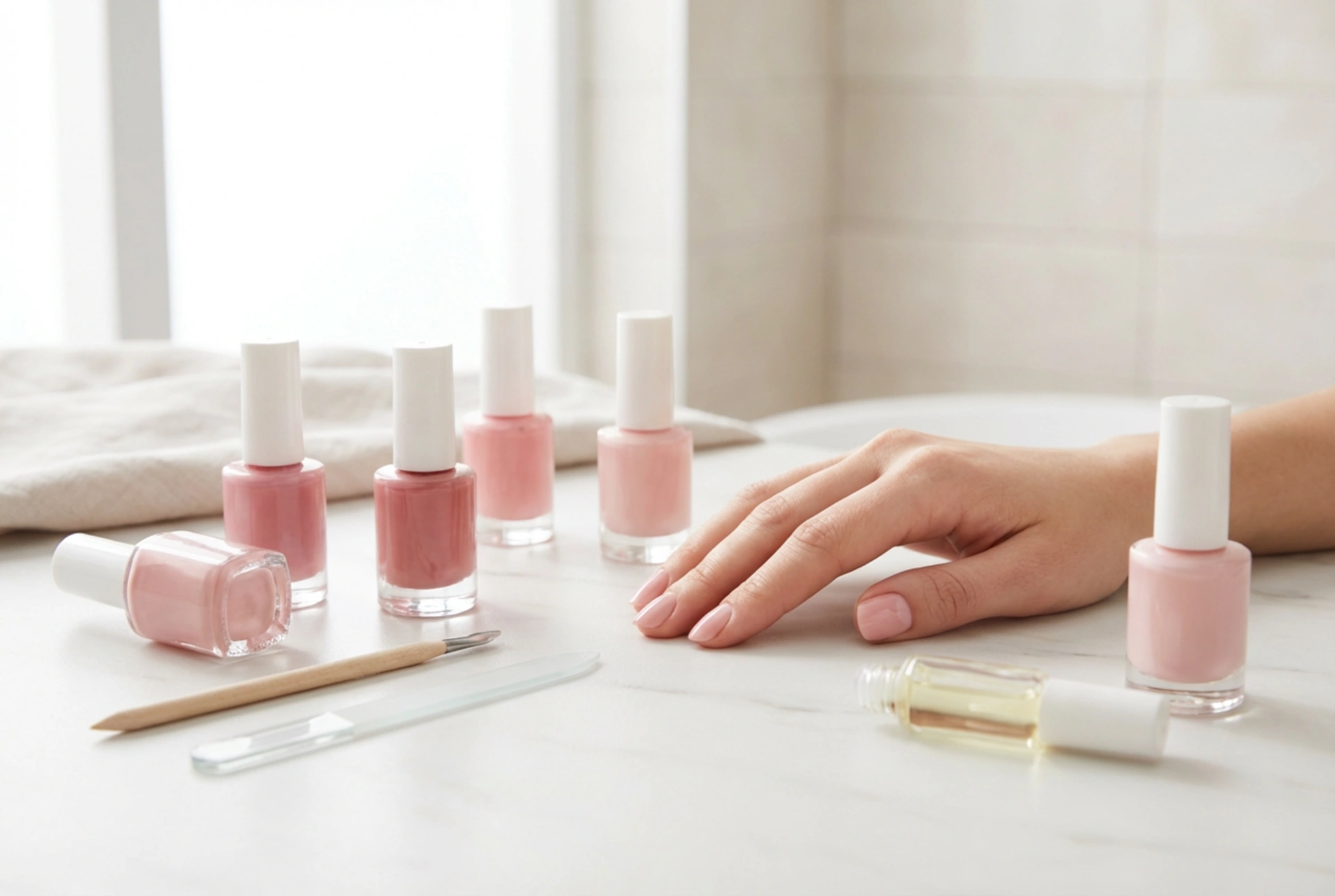 Rosa manikyr i praktiken: nyanser, förberedelse av nagelplattan, applicering