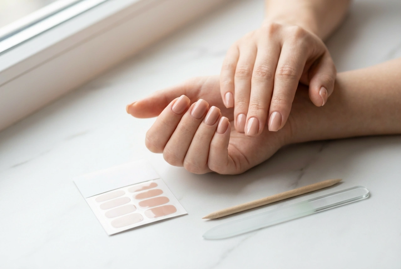 Hybridnagelklistermärken: förberedelse av nagelplattan och hållbar applicering