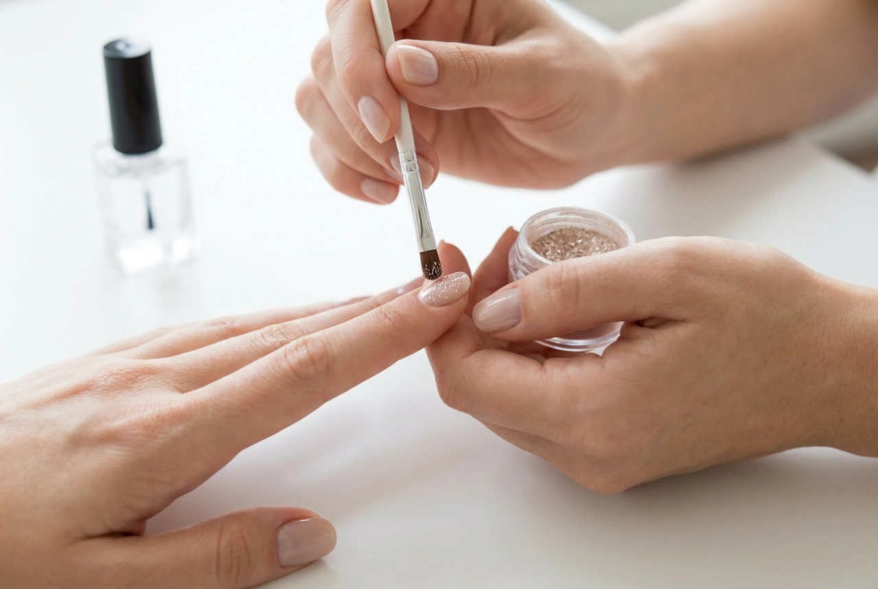 Nagelpulver: tekniker för applicering, fixering och topplack