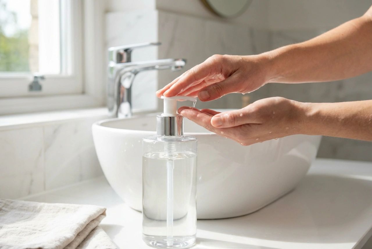 Flytande tvål: hygienisk hand- och kroppstvätt, dosering och sköljning
