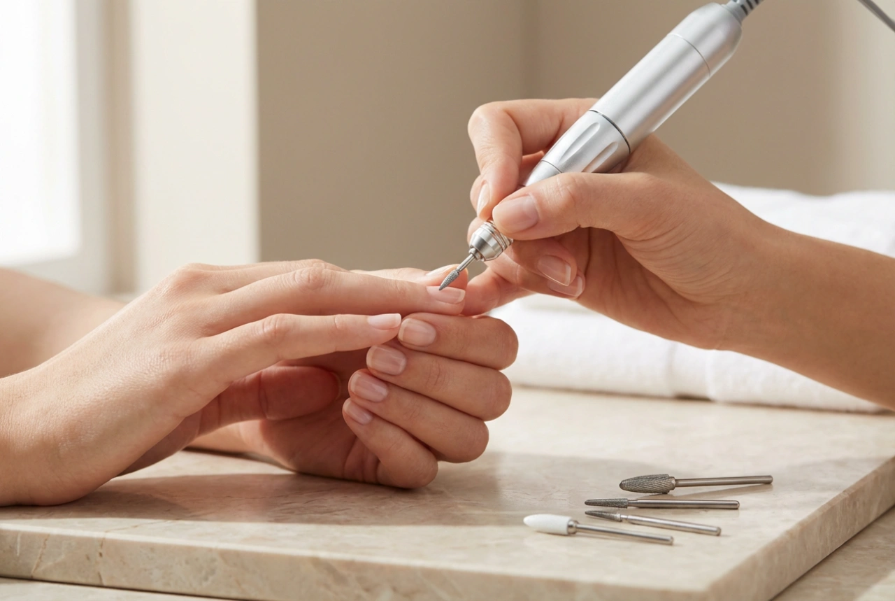 Skonsam nagelbandsvård med nagelfräs: bits, varvtal och teknik
