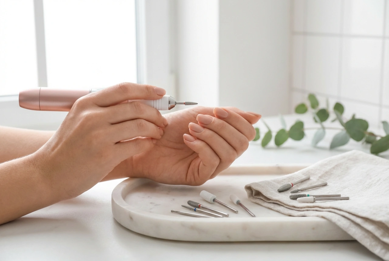 Ta bort gellack med en elektrisk nagelfil: val av bits, hastighet och säker teknik