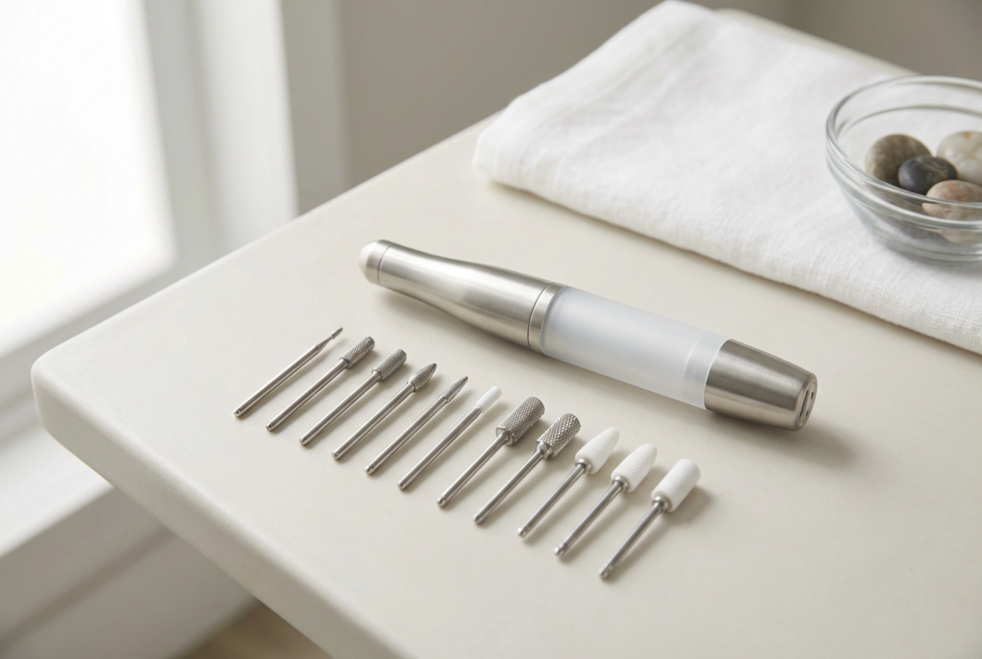 Elektrisk fot- och nagelfil: val av tillbehör och hygien vid användning