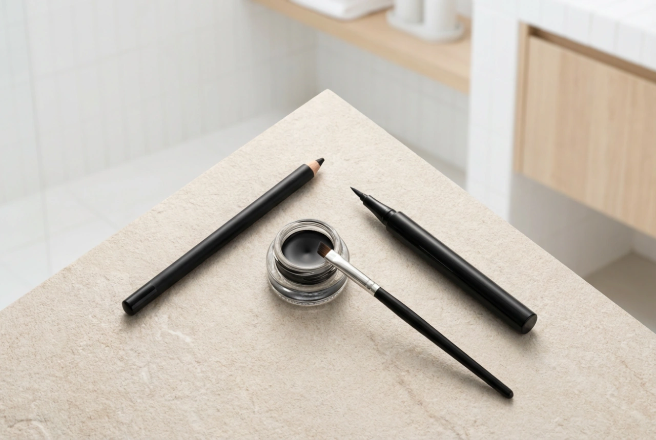 Eyeliner på tre sätt: kajalpenna, flytande och gel
