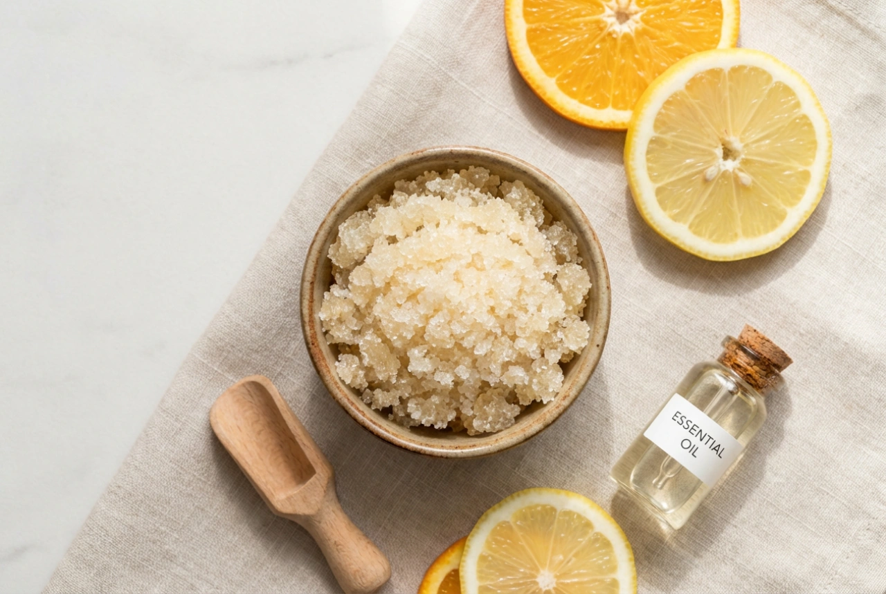 Sockerskrubb: recept för slät hud, ingredienser och instruktioner