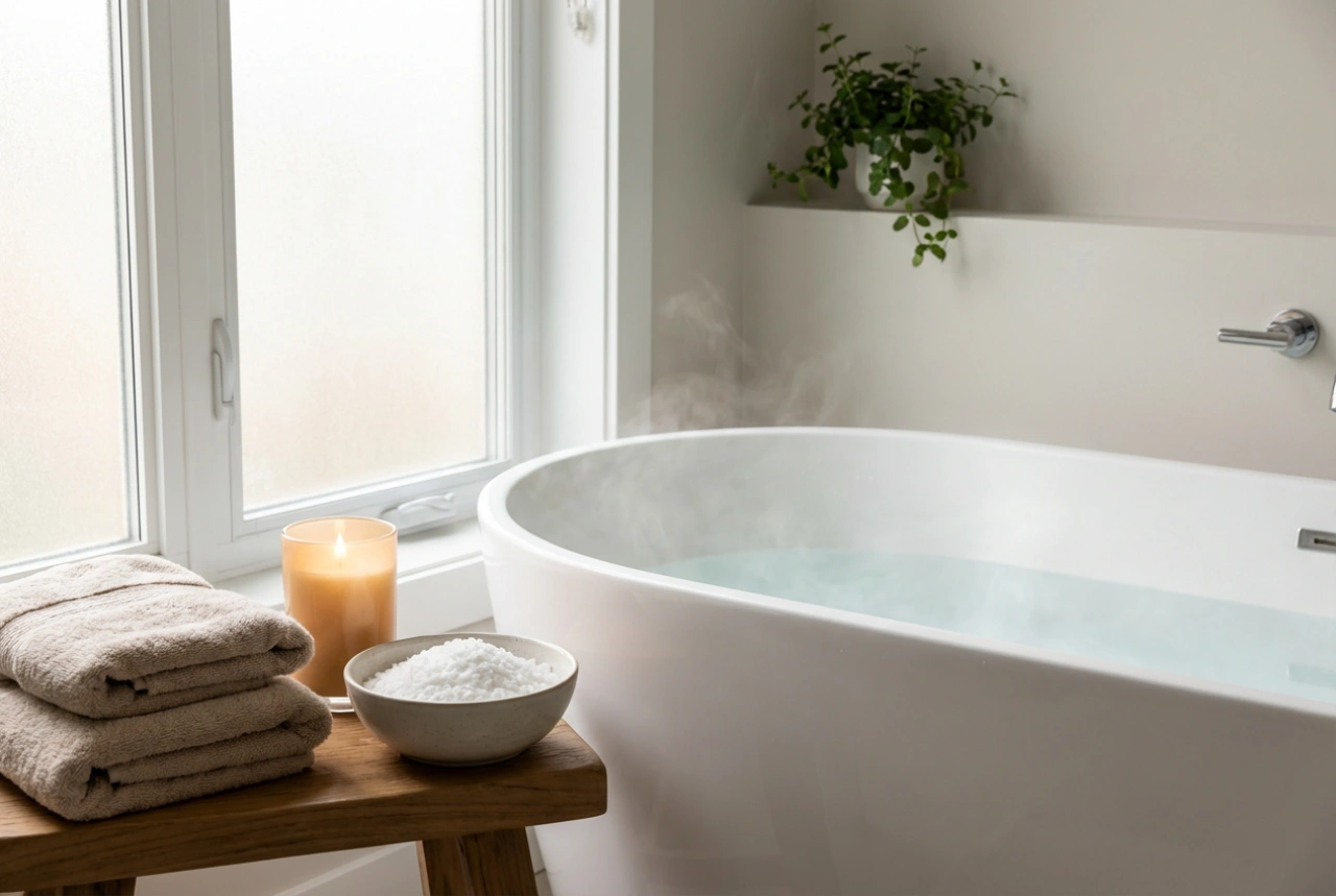 Magnesiumbad hemma: förberedelse av badet och en avkopplande inramning